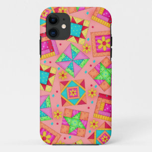 Koraal patchwork Quilt Art iPhone Case