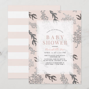 Koraal Patroon Licht Roze Meisje Virtueel Baby sho Kaart