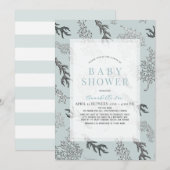 Koraal Pattern Light Blue Boy Drive-by Baby shower Kaart (Voorkant / Achterkant)