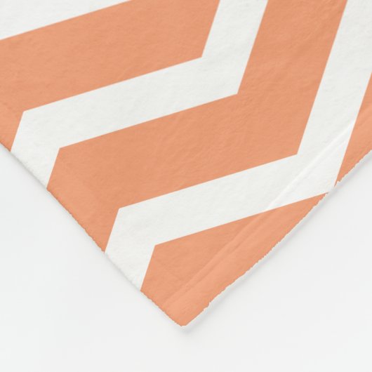 Koraal Peach Grijs Monogram Naam Keepsake Chevron Fleece Deken (Hoek)