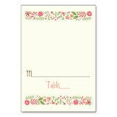  Koraal Perzik Bloemen bruiloft escort kaart (Voorkant)