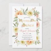 Koraal perzik bloemen Moederdag brunch Kaart (Voorkant)