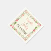  koraal perzik bloemenrand moderne bruiloft servet (Hoek)