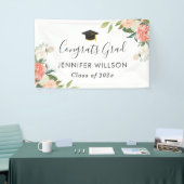 Koraal Perzik Bloemstuk Gefeliciteerd Afstudeerfee Spandoek (Beurs)