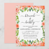 Koraal Perzik Brunch en Bubble Vrijgezellenfeest Kaart (Voorkant / Achterkant)