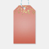 Koraal perzik gedoopt chique gouden Stippen partij Cadeaulabel (Achterkant)