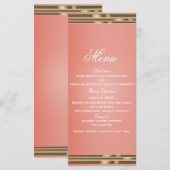 Koraal Perzik & Goud Gedompeld Chic Uitnodigingsme Menu (Voorkant / Achterkant)