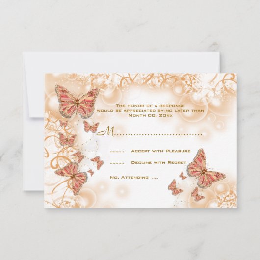 Koraal perzik gouden bruiloft verloving jubileum kaart (Achterkant)