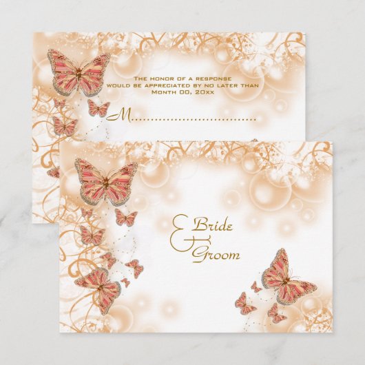 Koraal perzik gouden bruiloft verloving jubileum kaart (Voorkant / Achterkant)