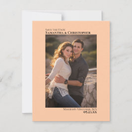 Koraal PerzikVerticale foto minimalistisch huwelij Save The Date