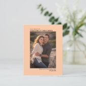 Koraal PerzikVerticale foto minimalistisch huwelij Save The Date (Staand voorkant)