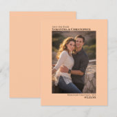 Koraal PerzikVerticale foto minimalistisch huwelij Save The Date (Voorkant / Achterkant)