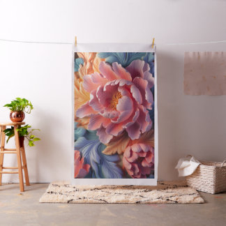 Koraal Pioen en saffier bloemrijke elegantie Stof