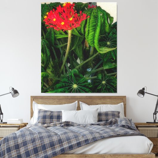 Koraal Plant bladeren en bloemen Canvas Afdruk (Insitu (Slaapkamer))