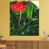 Koraal Plant bladeren en bloemen Canvas Afdruk (Insitu (Woonkamer))
