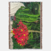 Koraal Plant bladeren en bloemen Deken (Voorkant Verticaal)