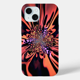 Koraal Plasma Burst Fractale Kunst iPhone 15 Case