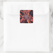 Koraal Plasma Burst Fractale Kunst Vierkante Sticker (Tas)