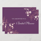 Koraal - Plum Floral Bridal - Shower - Uitnodiging (Voorkant / Achterkant)