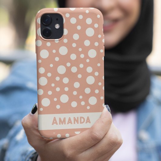 Koraal Polka Dot Patronen - aangepaste naam Case-Mate iPhone Case