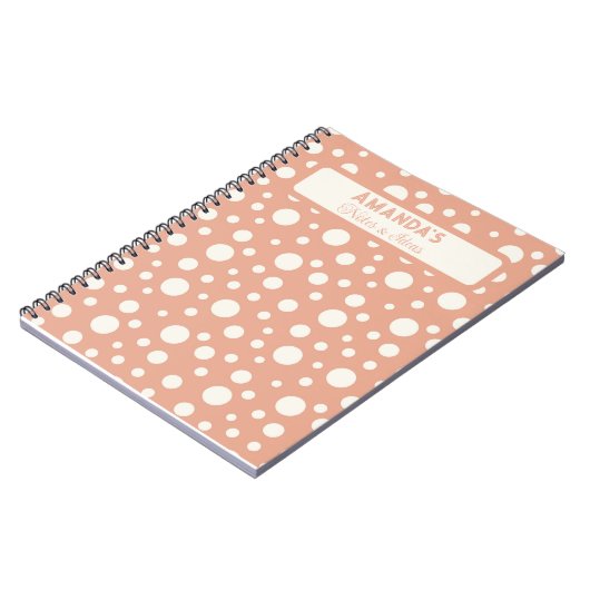 Koraal Polka Dot Patronen - aangepaste naam Notitieboek (Linkerzijde)
