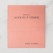 Koraal Pop Modern gevouwen Trouwtafel Nummer Plaatskaartje (Buitenkant ongevouwen)