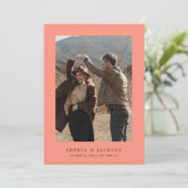 Koraal Pop Moderne foto bruiloft Save The Date (Staand voorkant)