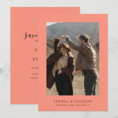 Koraal Pop Moderne foto bruiloft Save The Date (Voorkant / Achterkant)