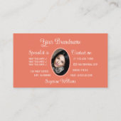 Koraal prachtige roze hartverwarmingstoestel met L Visitekaartje (Achterkant)