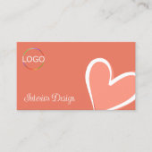 Koraal prachtige roze hartverwarmingstoestel met L Visitekaartje (Voorkant)