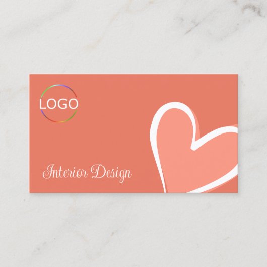 Koraal prachtige roze hartverwarmingstoestel met L Visitekaartje (Voorkant)