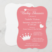 Koraal prinses kroon baby douche uitnodigingen (Voorkant / Achterkant)