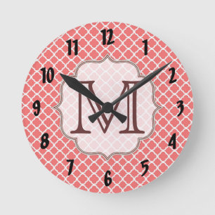 Koraal Quaterfoil Latti Monogram Initiaal Wandklok