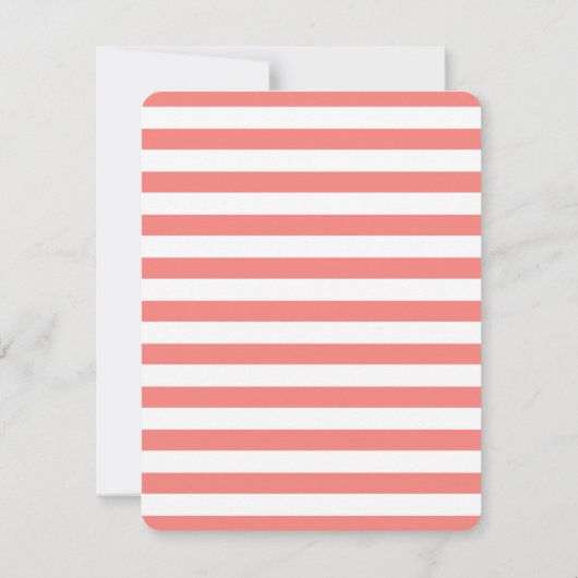 Koraal Quatrefoil Monogram en Stripes Notitiekaart Kaart (Achterkant)