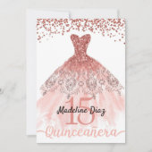 Koraal Quinceanera Verjaardag Uitnodiging Cumplean (Voorkant)