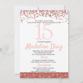 Koraal Quinceanera Verjaardag Uitnodiging Cumplean (Achterkant)