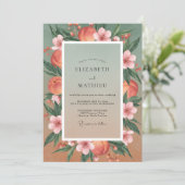 Koraal Ranunculus Olijf Eucalyptus Bruiloft Kaart (Staand voorkant)