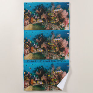 Koraal Reef aangepaste naam strand handdoek