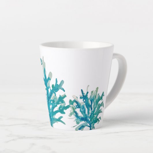 Koraal Reef Schilderen Zee Schildpad Strand Oceaan Latte Mok (Rechterhoek)