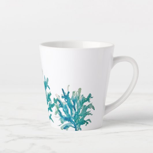 Koraal Reef Schilderen Zee Schildpad Strand Oceaan Latte Mok (Rechts)