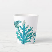 Koraal Reef Schilderen Zee Schildpad Strand Oceaan Latte Mok (Voorkant)