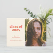 Koraal Retro Eenvoud Foto Afstuderen Aankondiging (Staand voorkant)