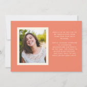 Koraal Retro Eenvoud Foto Afstuderen Aankondiging (Achterkant)