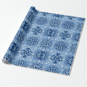 Koraal Rococo in Blauwe Indigo Cadeaupapier (Uitgerold)
