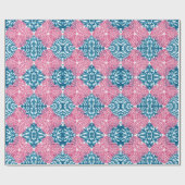 Koraal Rococo in Roze en Aqua Cadeaupapier (Vlak)