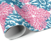 Koraal Rococo in Roze en Aqua Cadeaupapier (Rol Hoek)