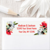 Koraal Rode Bloemen Bruiloft Paar Retouradres Etiket (Insitu)