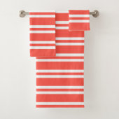 Koraal rode en witte strepen bad handdoek (Insitu)