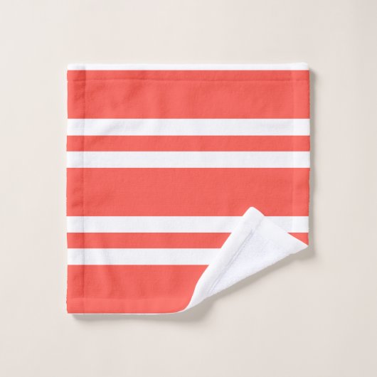 Koraal rode en witte strepen bad handdoek (Wasdoekje)