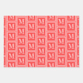 Koraal rode horsthoek monogram polka dot inpakpapier vel (Voorkant 2)
